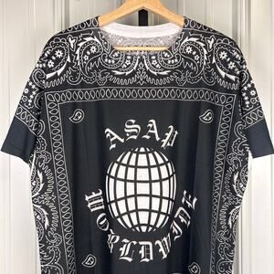 ASAP Rocky Worldwide Black Bandana Paisley 2010s Cloud Rap XL Tee